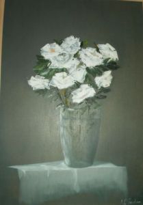 Peinture de Anne  Tourliere: Roses blanches
