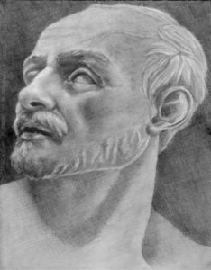 Dessin de Toma Bru No Erik: Visage aux yeux vides