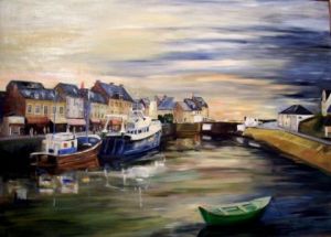 Peinture de gilles clairin : aube a Port en Bessin