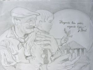 Dessin de Lyzy: Le grand pere et le petit garcon