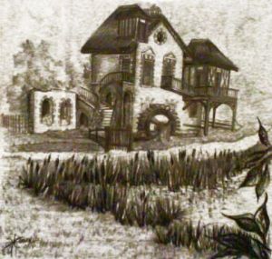 Dessin de Ln henry: noulin de la ferme Normande deMA Versaillesde MArie-Antoinette