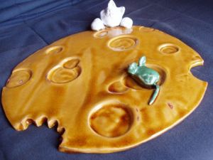 Sculpture de christine girardot: Le chat et la sourie