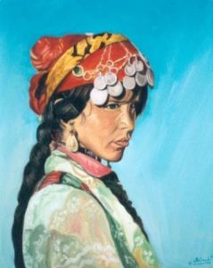 Peinture de Rachid Belmahi: Jeune fille berbere
