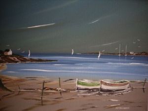 Peinture de J-PAUL TAILLANDIER: SUR UNE PLAGE BRETONNE