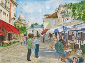 Peinture de Jean-Louis BARTHELEMY: Montmartre la place du Tertre