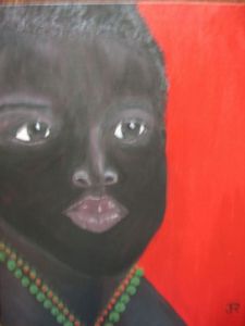 Peinture de JANINE ROQUESSALANE: Petit garcon Africain