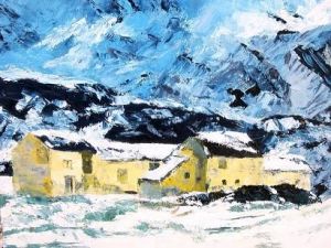 Peinture de jean-luc Marcelli: hameau de la chairiere en vanoise