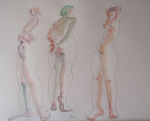 Dessin de Gilles Fabre: nu triple