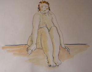 Dessin de Gilles Fabre: nu assi