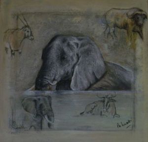 Peinture de ANTONIOTTI severine: bain d'afrique