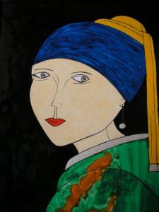 Peinture de GHIS: MA JEUNE FILLE A LA PERLE