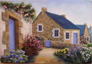 Peinture de beatrice chevallier: ruelle bretonne