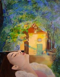 Peinture de veronique iniesta: la dormeuse du parc