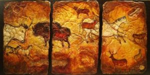 Peinture de Denise Faucher: La grande parade rupestre