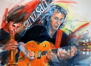 Peinture de CLAUDE LAPIERRE: Michel Morissette au Upstair en bas