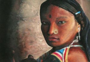 Peinture de Djoz: jeune nepalaise