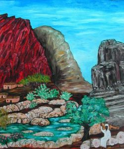 Peinture de Catherine Dutailly: Sur la route des amonites Maroc