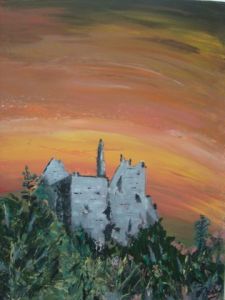 Peinture de Jean Pierre BERARD: Chateau Cathare d'Usson