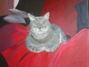 Peinture de danielle lebas: le chat de mes amis - commande - 