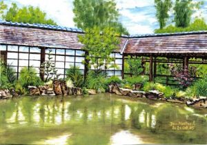Peinture de domnanteuil: Jardin japonais de l'île Versailles à Nantes