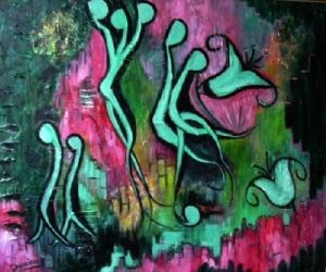 Peinture de DARRIEUX: Femmes et fleurs