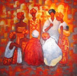 Peinture de NICOLE BILES: RENCONTRE AU SENEGAL