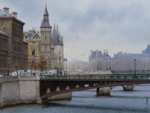 Peinture de Thierry Duval: Un hiver à Paris