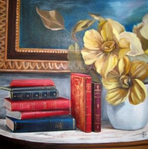 Peinture de Vicky Salcedo: llibres sobre la taula