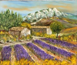 Peinture de litalien: champ de lavande