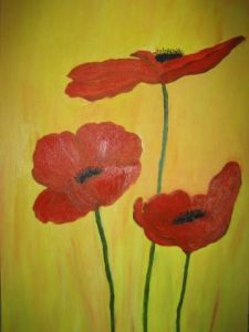 Peinture de josy:  trois coquelicots
