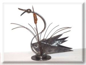 Sculpture de Roland GOURDON: Le Cygne au jonc
