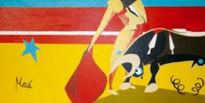 Peinture de Bastien Mace: Scène de corrida