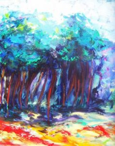 Peinture de Martine Bach: Promenade un jour d'orage 2