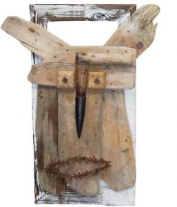 Sculpture de Daniel Barre: Masque bois flotté n°2