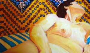 Peinture de VIRGINIE ROUSSEL: INVITATION A LA SIESTE