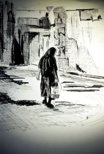 Dessin de Paul BENICHOU: Au bout du chemin