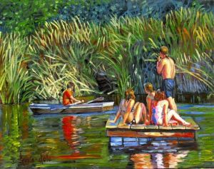 Peinture de Dominique  Amendola : Les baigneurs