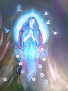 Peinture de Pepe Luis Saavedra : Vierge  aux  colombes 