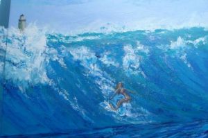 Peinture de Helene ROSENDO: la surfeuse