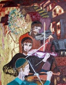 Peinture de JACQUELINE SARAH UZAN: LES VIOLONISTES DE JADIS