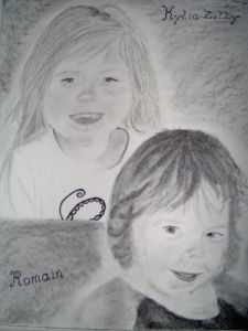 Dessin de mathias blaizot: xilia zelly et romain