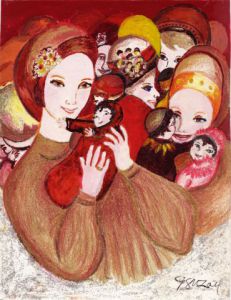 Peinture de JACQUELINE SARAH UZAN: LES PETITES MAMANS 