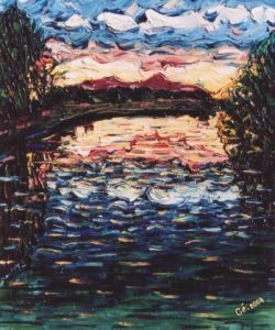 Peinture de Gerard SERVAIS: L'Ill au crépuscule (67)