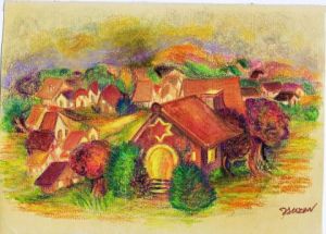 Peinture de JACQUELINE SARAH UZAN:  SOIR D'ETE