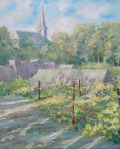 Peinture de Andre Rosiere: Gesves, village condruzien
