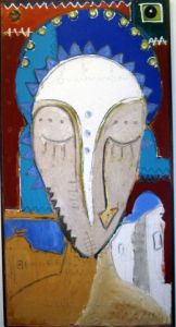 Peinture de mouhsine hamamouch: Femme Berbere