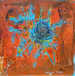 Peinture de OD' ILE :  Chardon bleu ou Qui s'y frotte s'y pique