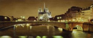Peinture de Thierry Duval: Paris Bye Night sur le Pont de la Tournelle