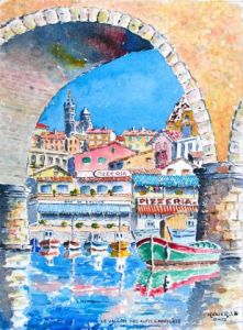 Peinture de ROGER J: Le Vallon des Auffes à Marseille