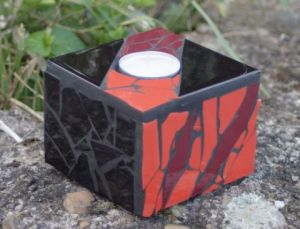 Mosaique de blandine: Bougeoir rouge